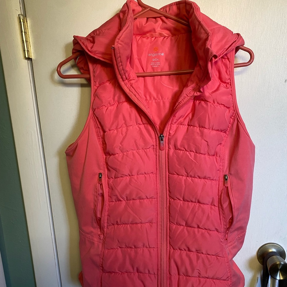Tangerine Puffy Vest with Hood